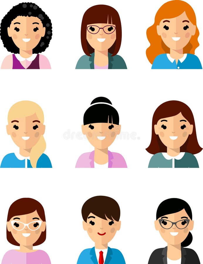 Set of business avatar european peoples in flat colorful style stock illustration Set of business avatar european peoples in flat colorful style stock illustration