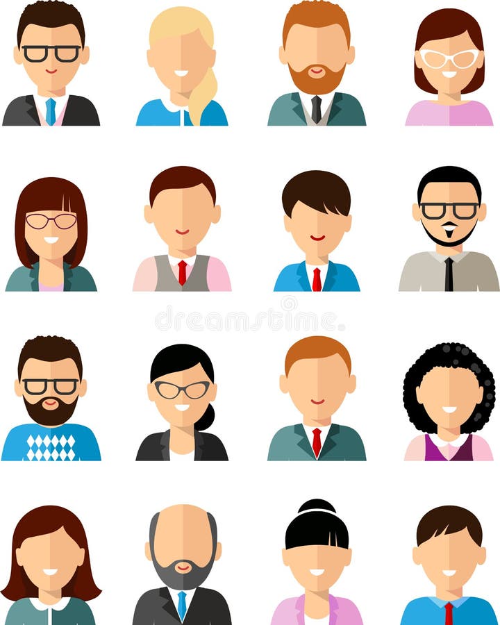 Set of business avatar peoples in flat colorful style stock illustration Set of business avatar peoples in flat colorful style stock illustration