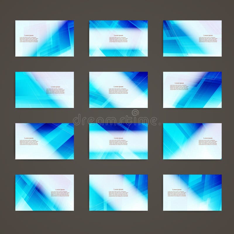 Set of Business card theme corporate identity template design geometric abstract blue color