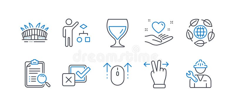 Set of Business icons, such as Checkbox, Hold heart, Algorithm. Vector vector illustration