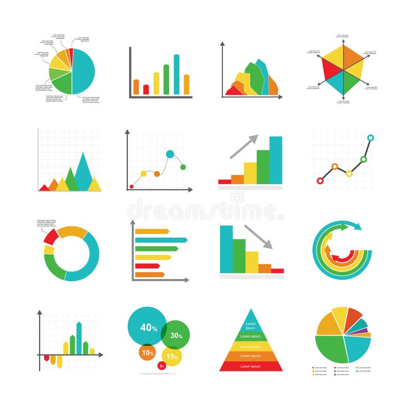 Set of Business Marketing Dot Bar Pie Charts Diagrams and Graphs Stock ...