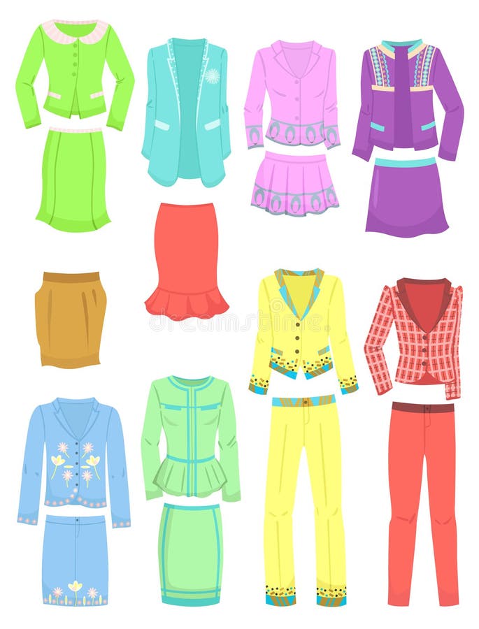 Women S Fashion Clothes Vector Set Stock Vector - Illustration of ...