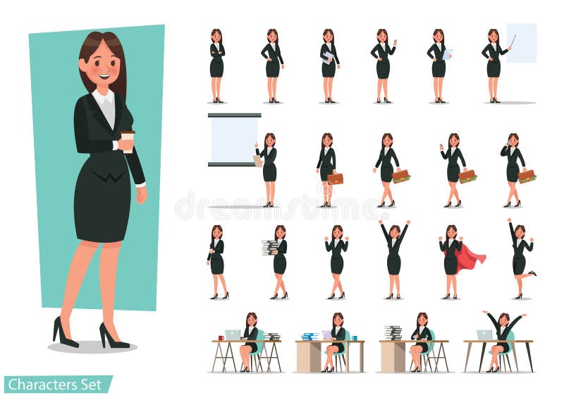 Set of Business woman character design