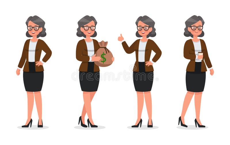 Set of business woman working in office character vector design no6