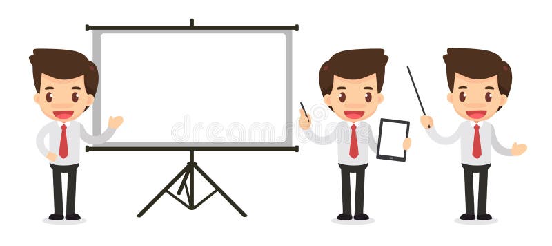 Set of Businessman Character in Actions. Presentation Stock Illustration -  Illustration of action, cartoon: 103586346