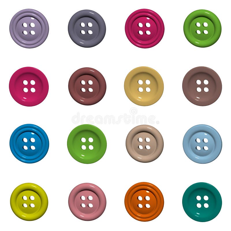 Colorful clothing button icon isolated on white background vector illustration. Round plastic buttons for clothing. Bright illustration on a white background. Beautiful set of accessories for clothes. Button clasp stock images, royalty-free photos and pictures