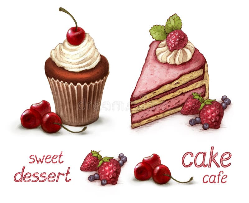 Set of cake illustrations