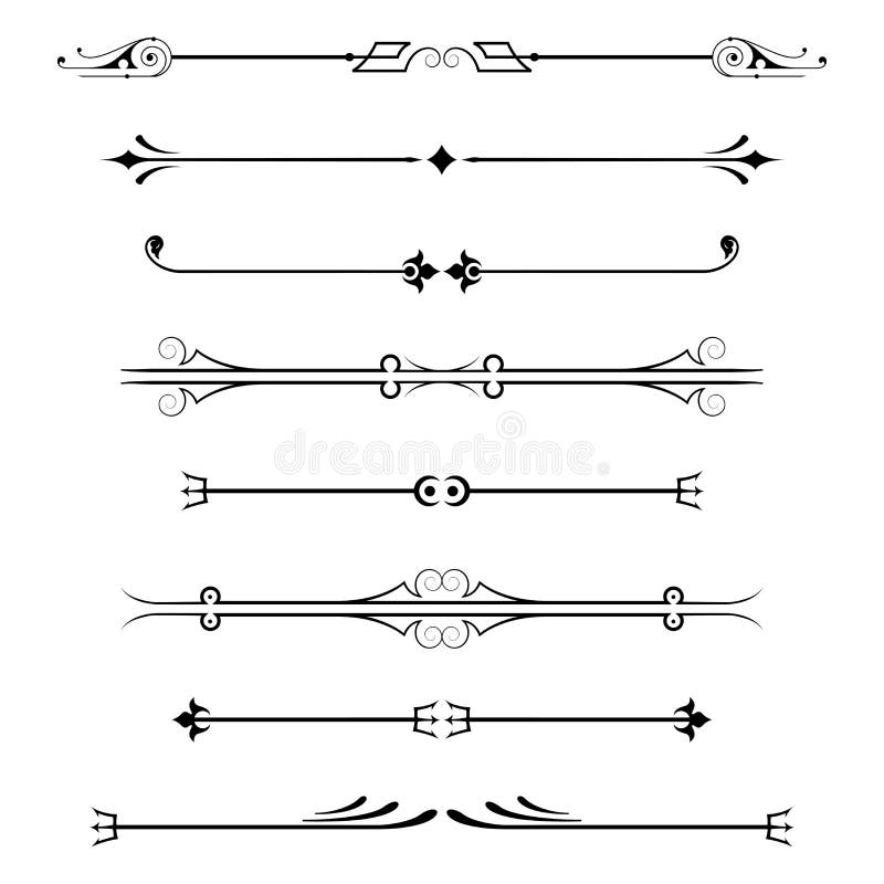 Set of calligraphic design elements and page decor. royalty free illustration Set of calligraphic design elements and page decor. royalty free illustration