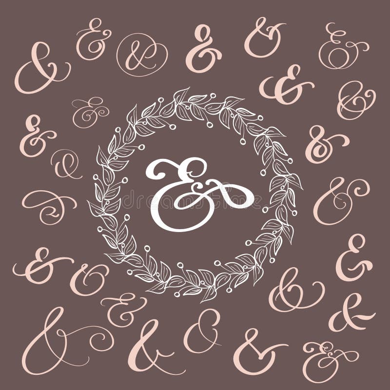 Set of Calligraphy lettering vintage decoration ampersands for letters and invitation. Hand drawn type. Vector stock illustration Set of Calligraphy lettering vintage decoration ampersands for letters and invitation. Hand drawn type. Vector stock illustration