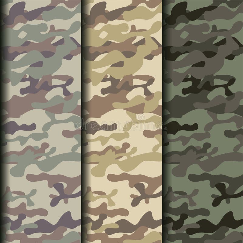 Set of Camouflage Seamless Patterns Background. Green Camouflage ...