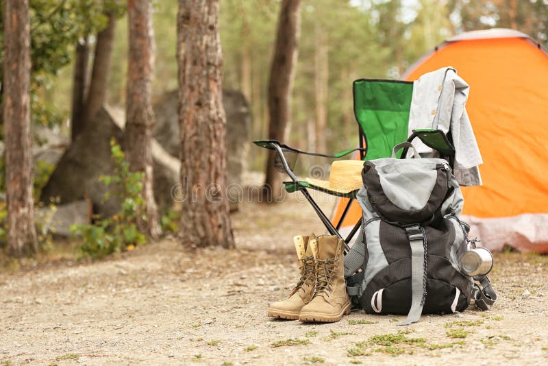 Set of Camping Equipment Outdoors Stock Photo Image of destination