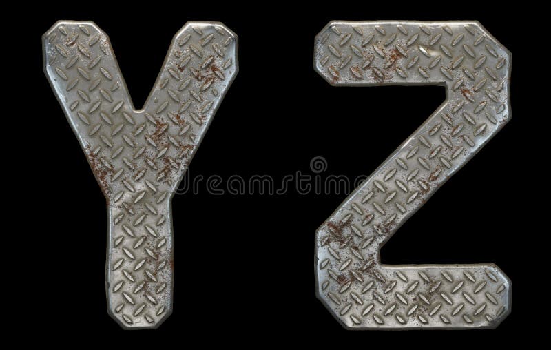 Set of Capital Letters Y and Z Made of Industrial Metal Isolated on ...