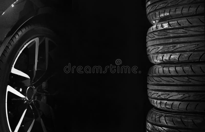 Set of Car Tires with Alloy Wheels Stock Image Image of grooves, driving 91255597
