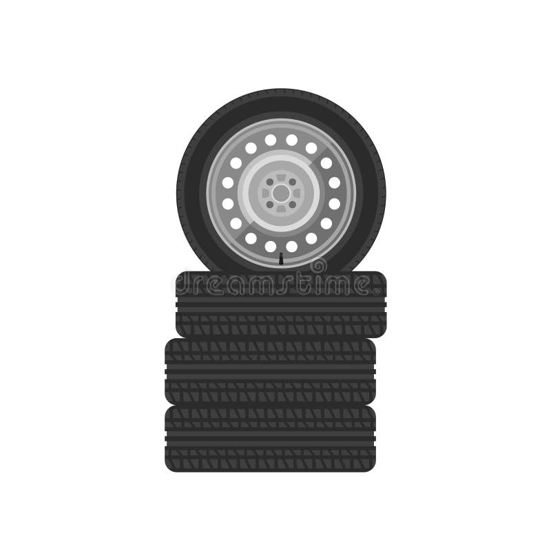 Set of Car Tyres for the Tyre Shop. Stock Vector Illustration of