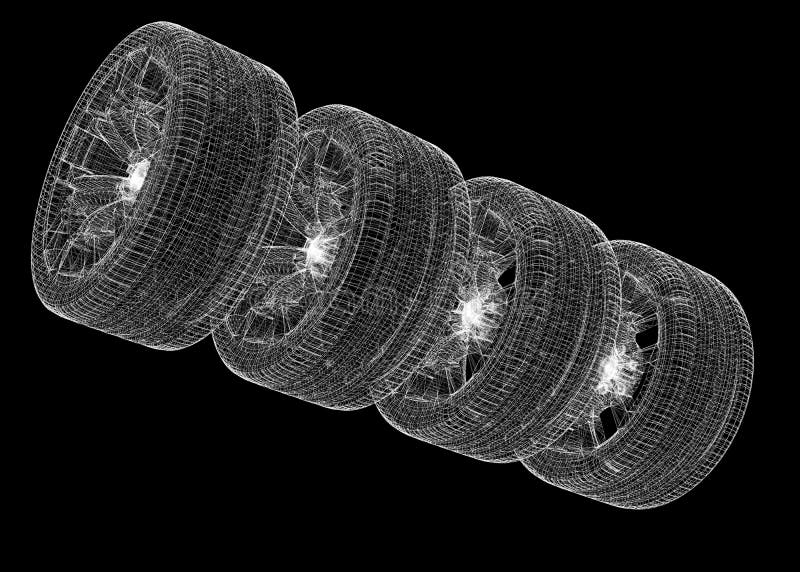 Set of car wheels stock photo. Image of color, render 50439270