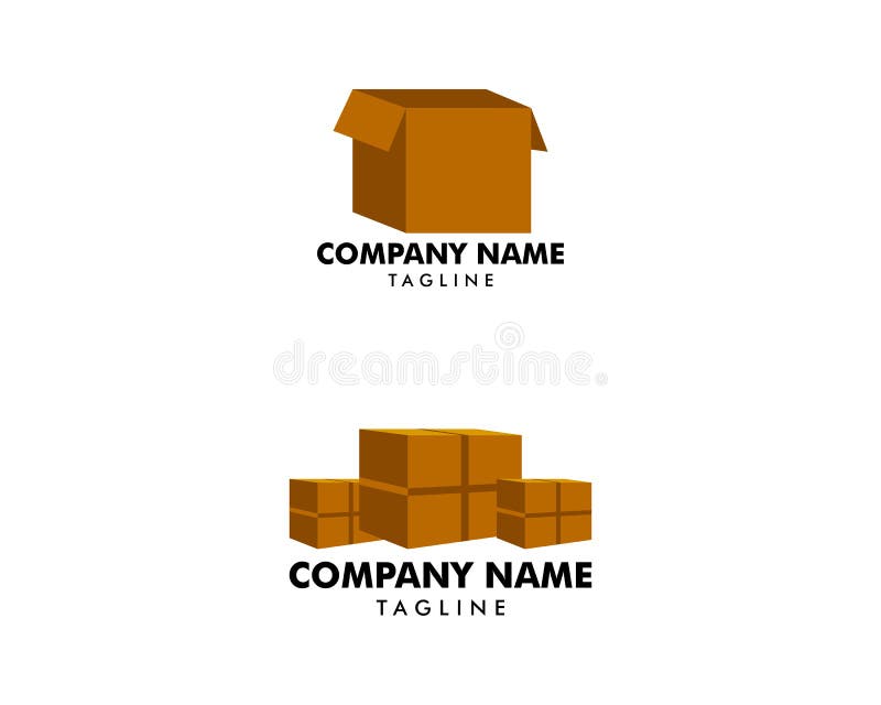 Set of Cardboard Box Design Logo Template Vector Illustration Stock