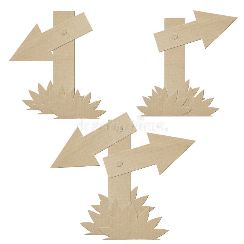 Set cardboard navigation arrows isolated