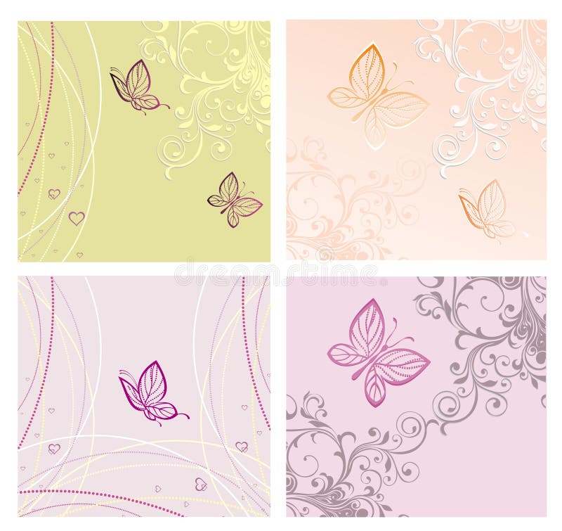 Set of Cards with butterfly