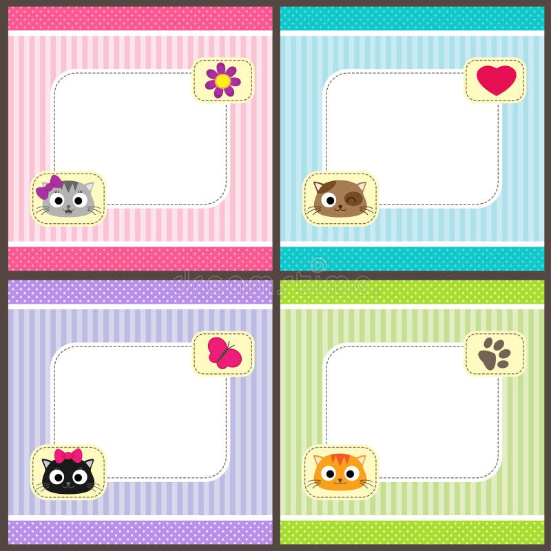 Frame with cartoon cats stock vector. Illustration of grey - 97840648