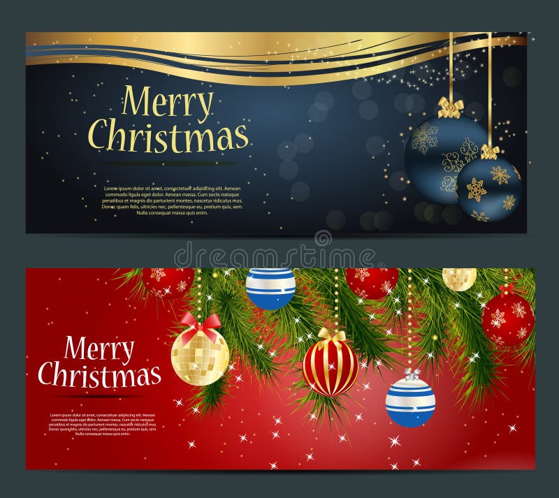 Set of cards with Christmas BALLS, stars and