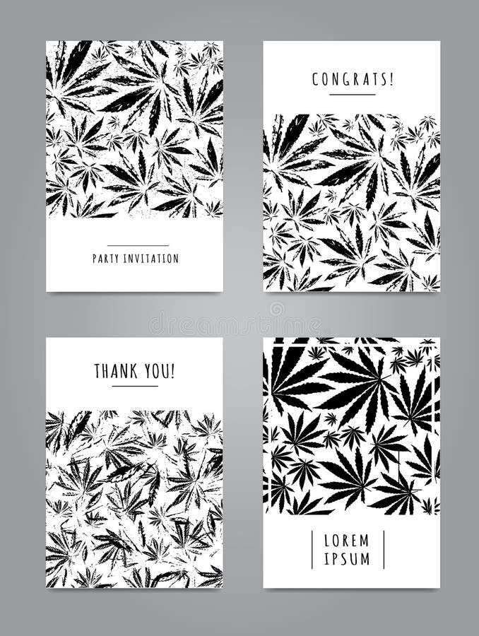 Set of cards with pattern of marijuana leaves stock illustration Set of cards with pattern of marijuana leaves stock illustration