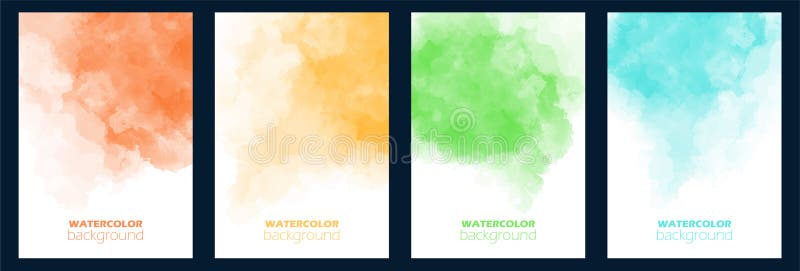 Set of Cards with Watercolor Background. Colorful Collection of Pertaining To Recollections Card Template