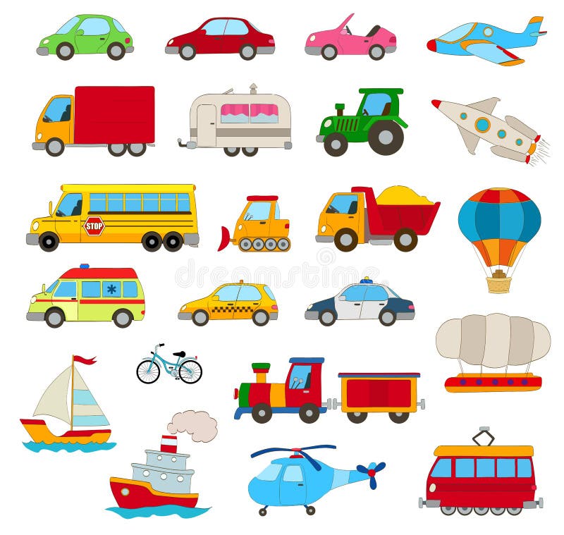 Set of cartoon cars