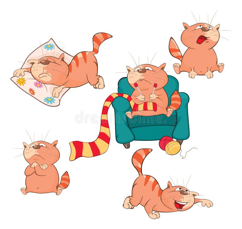 Set of Cartoon Cute Cats