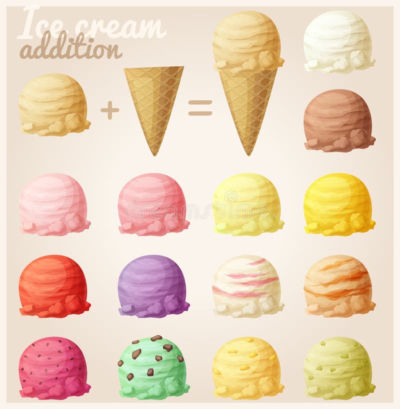 Set of cartoon ice cream icons