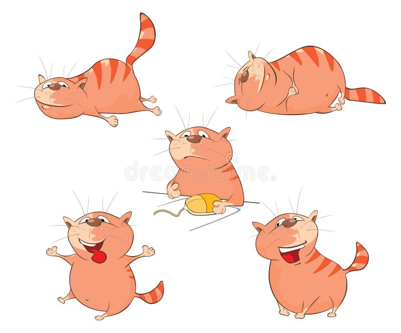 Set of Cartoon Illustration. Cute Cats for you Design