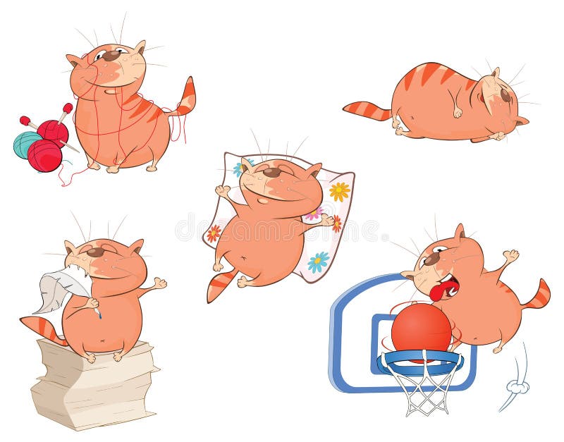 Set of Cartoon Illustration. Cute Cats for you Design