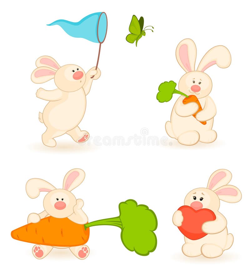 set of cartoon little toy bunny