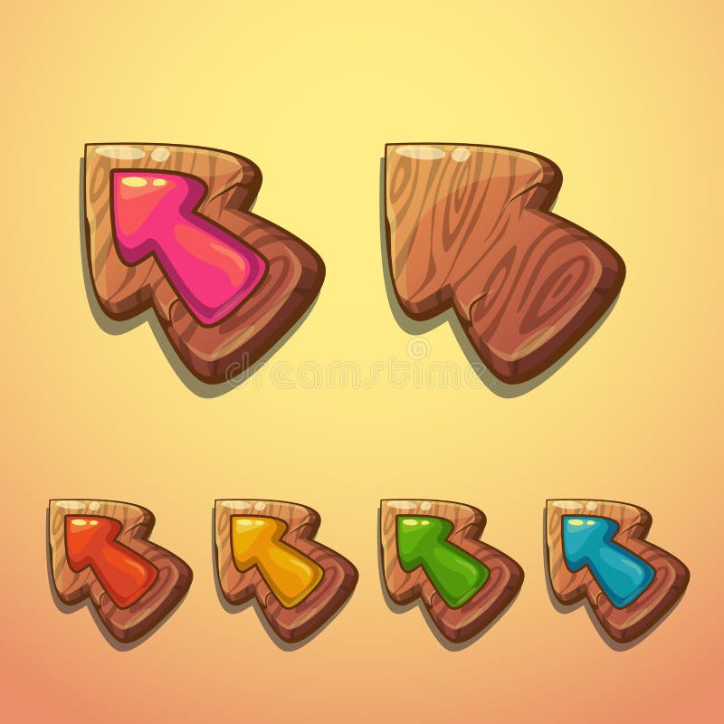 Set of cartoon wooden arrows vector illustration
