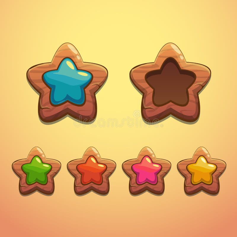 Set of cartoon wooden stars royalty free illustration