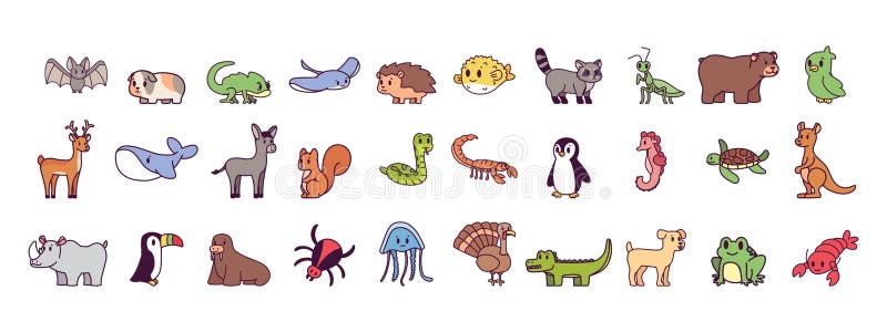 Set of Cartoons of Wild Animals Stock Vector - Illustration of animal,  fauna: 203147732