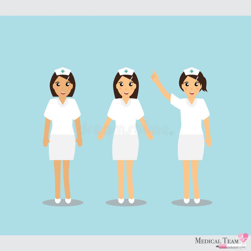 Set of characters Cartoon Nurse in various activities. Vector il