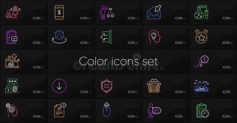Set of Checklist, Thoughts and Swipe up line icons. For design. Vector stock illustration