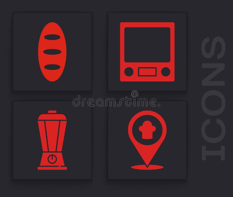 Set Chef Hat with Location, Bread Loaf, Electronic Scales and Blender