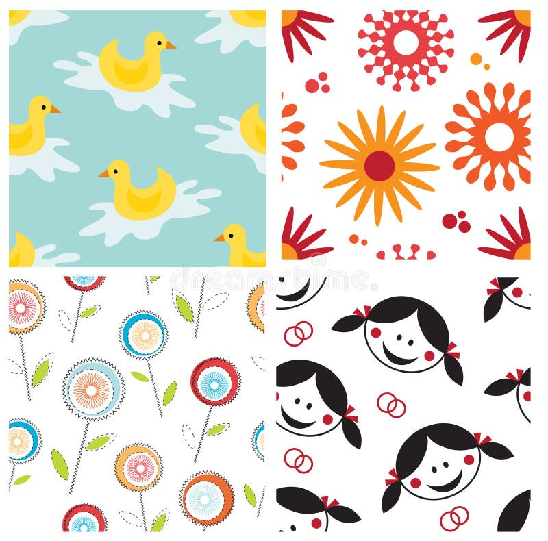 Set of childish seamless patterns