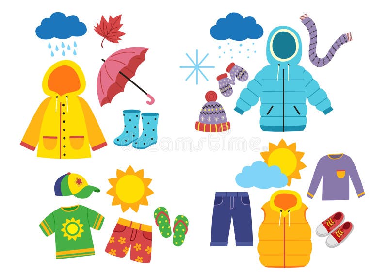 Set of children`s season clothes