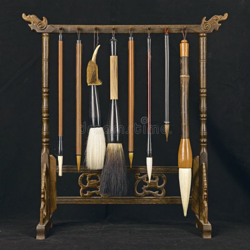 Set of Chinese Paint Brushes Stock Photo Image of calligraphy