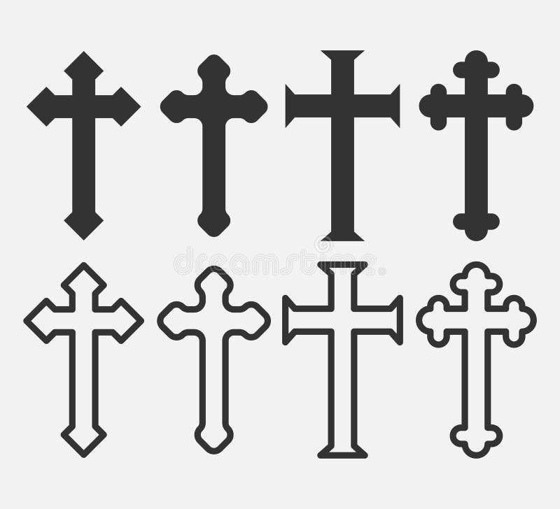 Set of Christian Cross Icon Logo App, UI. Vector Illustration Stock ...