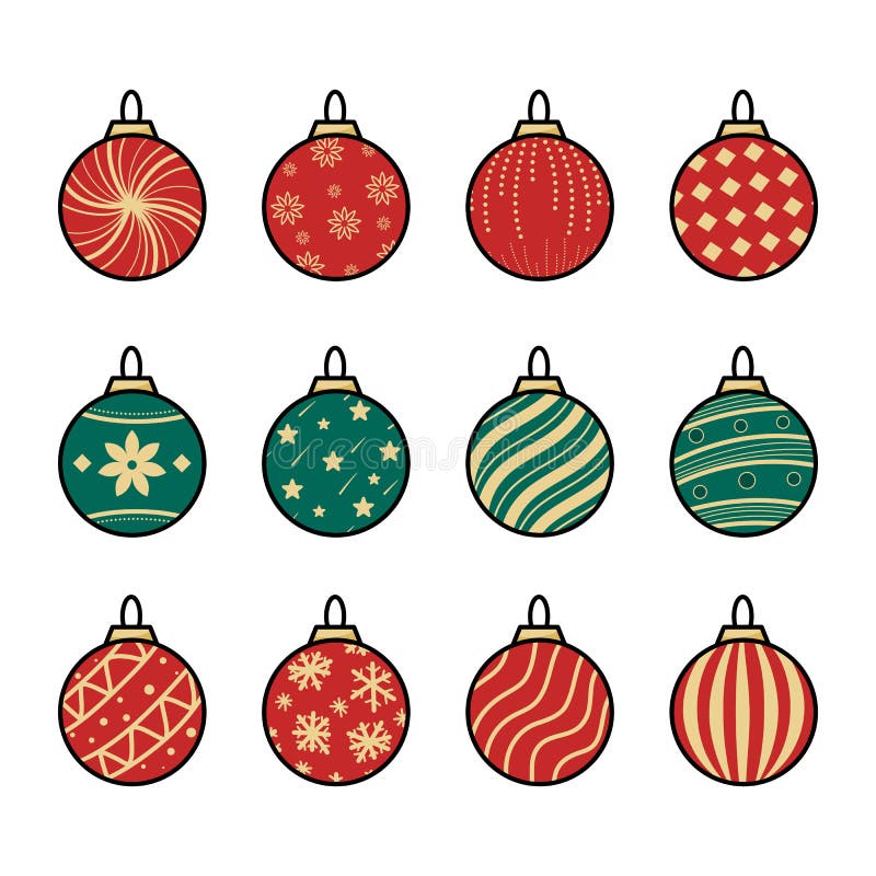 Set of Christmas Balls Design Vector Stock Illustration - Illustration of celebration, ball 