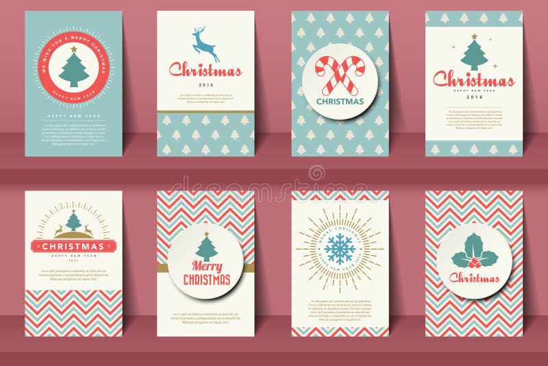 Set of Christmas brochures in vintage style vector illustration Set of Christmas brochures in vintage style vector illustration