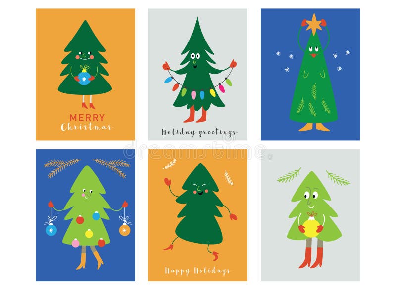 Christmas Trees and Graphic Elements Stock Vector - Illustration of ...