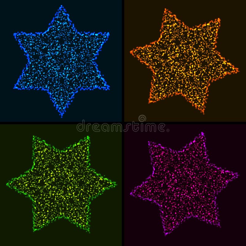 Set of Christmas Glowing Colorful Hexagonal Stars. vector illustration Set of Christmas Glowing Colorful Hexagonal Stars. vector illustration