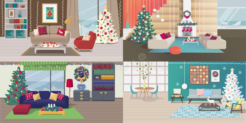 Set of Christmas Interiors