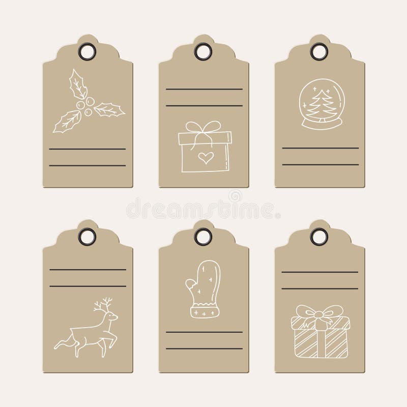 Merry Christmas Gifts Tags Hand Lettering Stock Vector (Royalty