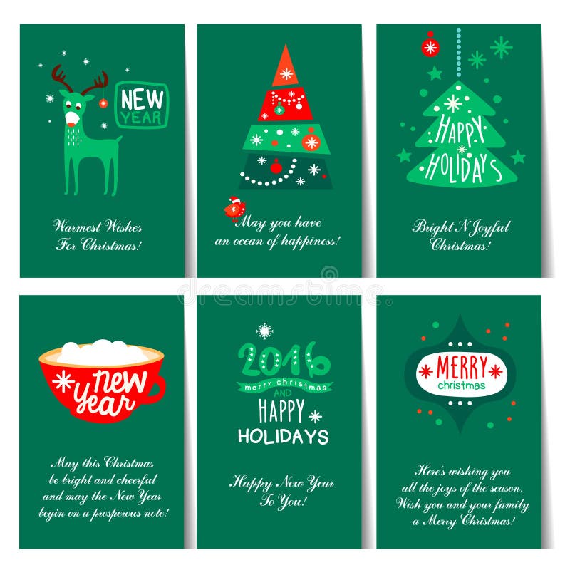 Set Of Christmas And New Year Greeting Cards Stock Vector