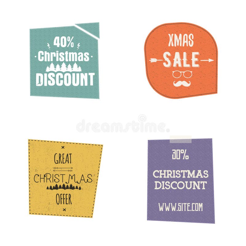 Set Of Christmas, And New Year Sale Labels, Tags With A Winter Holiday Symbols. Design Stock ...